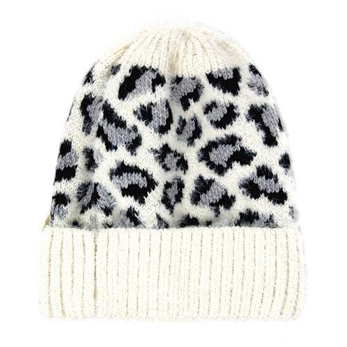 Leopard Print Beanie Hat Leopard Pattern Winter Hat - Madeline Love - Flyclothing LLC