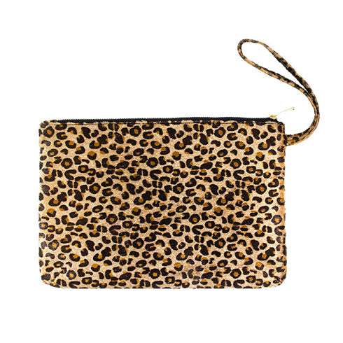 Leopard Print Large Pouch Clutch Bag - Madeline Love - Flyclothing LLC