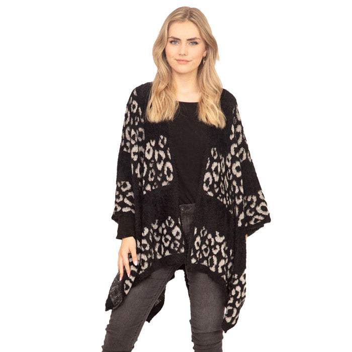 Leopard Printed Ruana Poncho Animal Pattern Poncho - Madeline Love - Flyclothing LLC