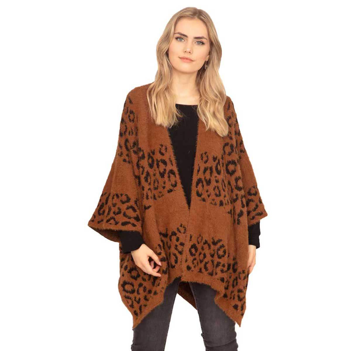 Leopard Printed Ruana Poncho Animal Pattern Poncho - Madeline Love - Flyclothing LLC
