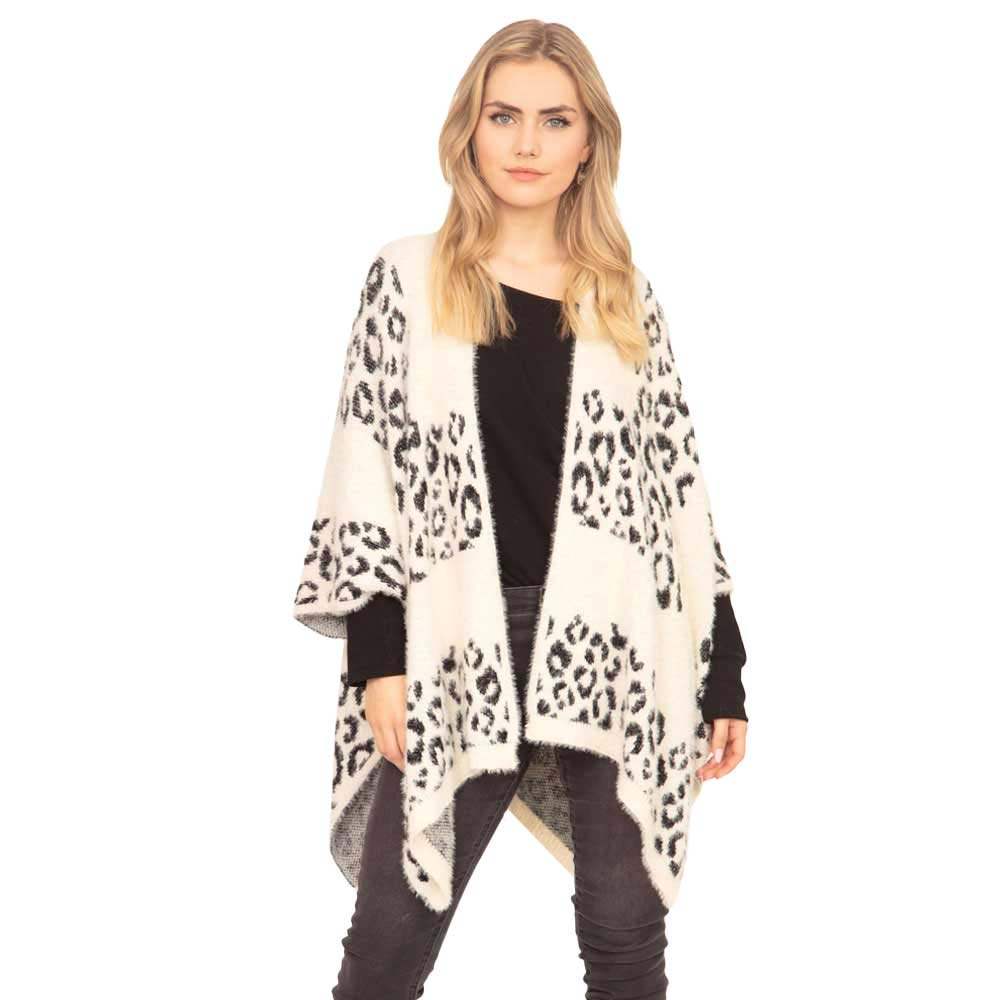Leopard Printed Ruana Poncho Animal Pattern Poncho - Madeline Love - Flyclothing LLC