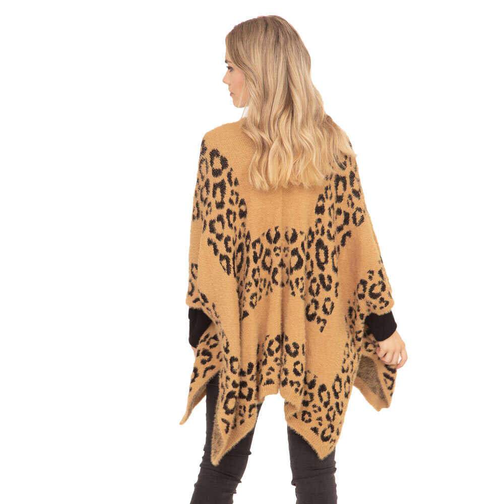 Leopard Printed Ruana Poncho Animal Pattern Poncho - Madeline Love - Flyclothing LLC