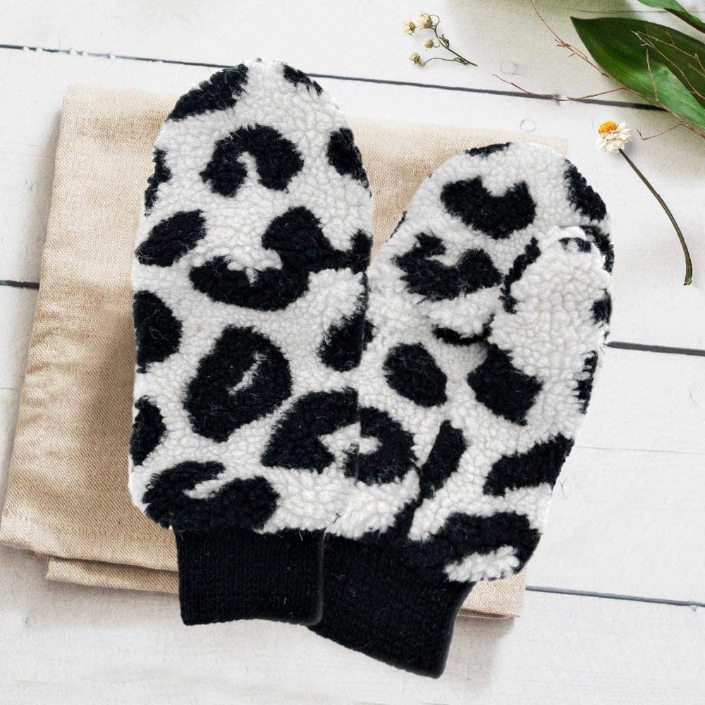 Leopard Teddy Pop-Top Mitten Gloves - Madeline Love - Flyclothing LLC