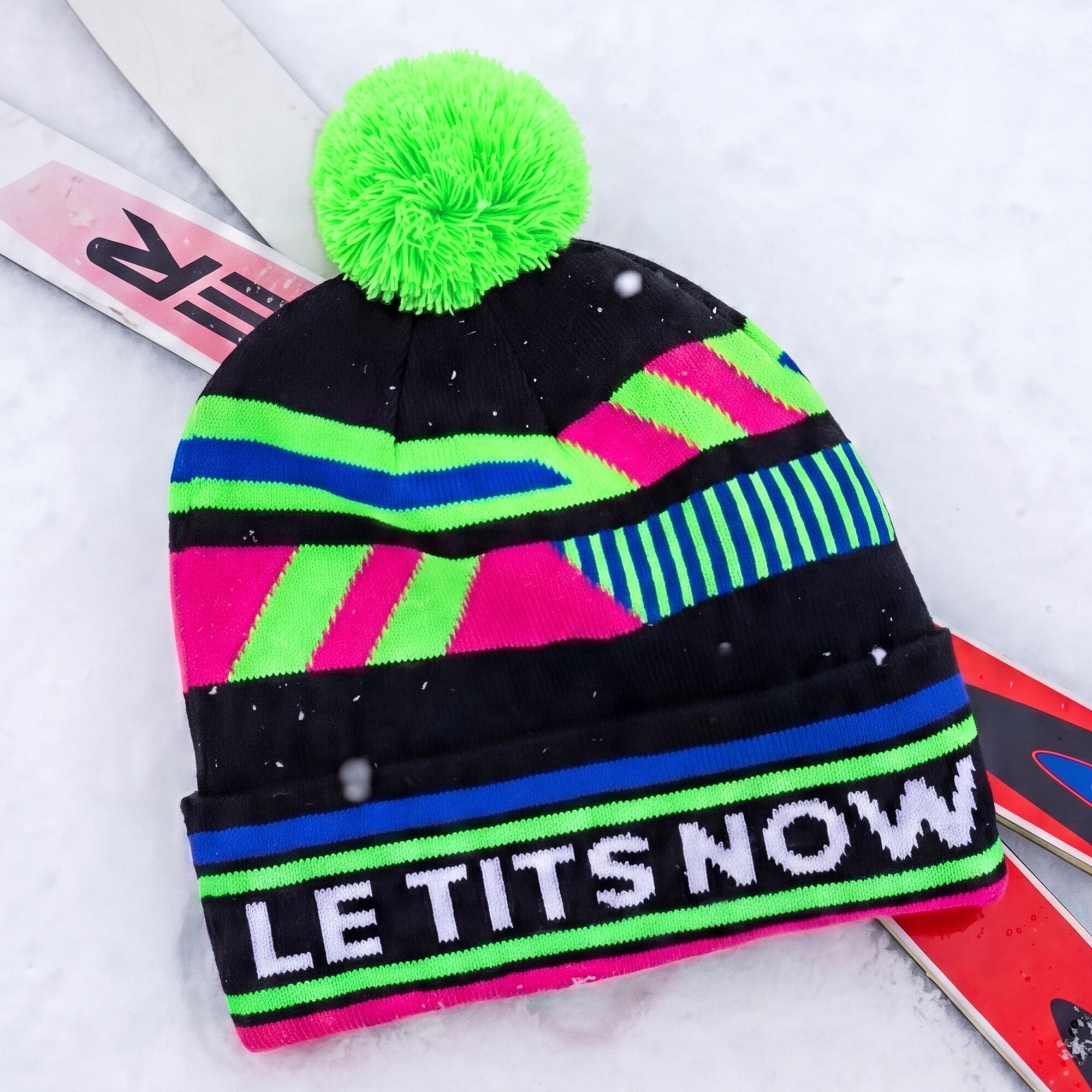 The Steep & Deep | Black and Neon Ski Beanie