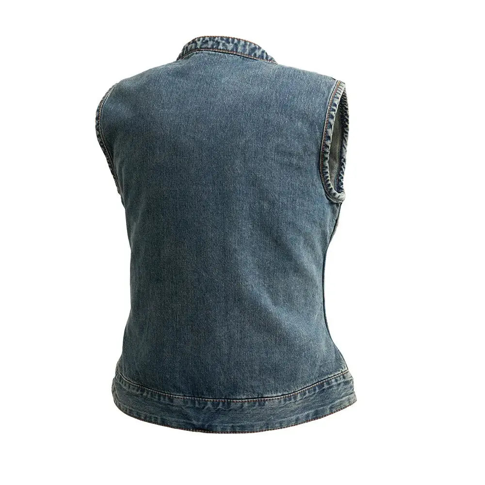Lexy Women's Motorcycle Denim Vest - First Manufacturing Company - Flyclothing LLC