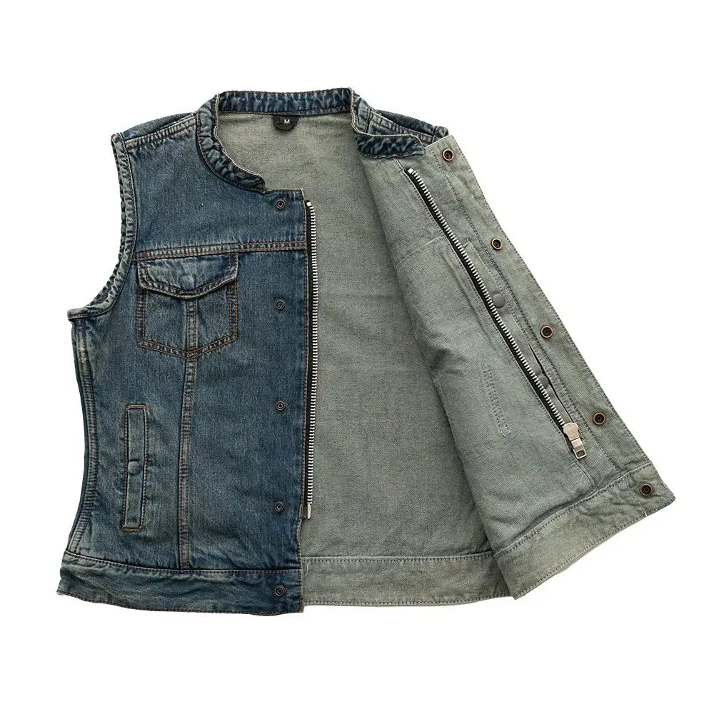 Lexy Women's Motorcycle Denim Vest - First Manufacturing Company - Flyclothing LLC