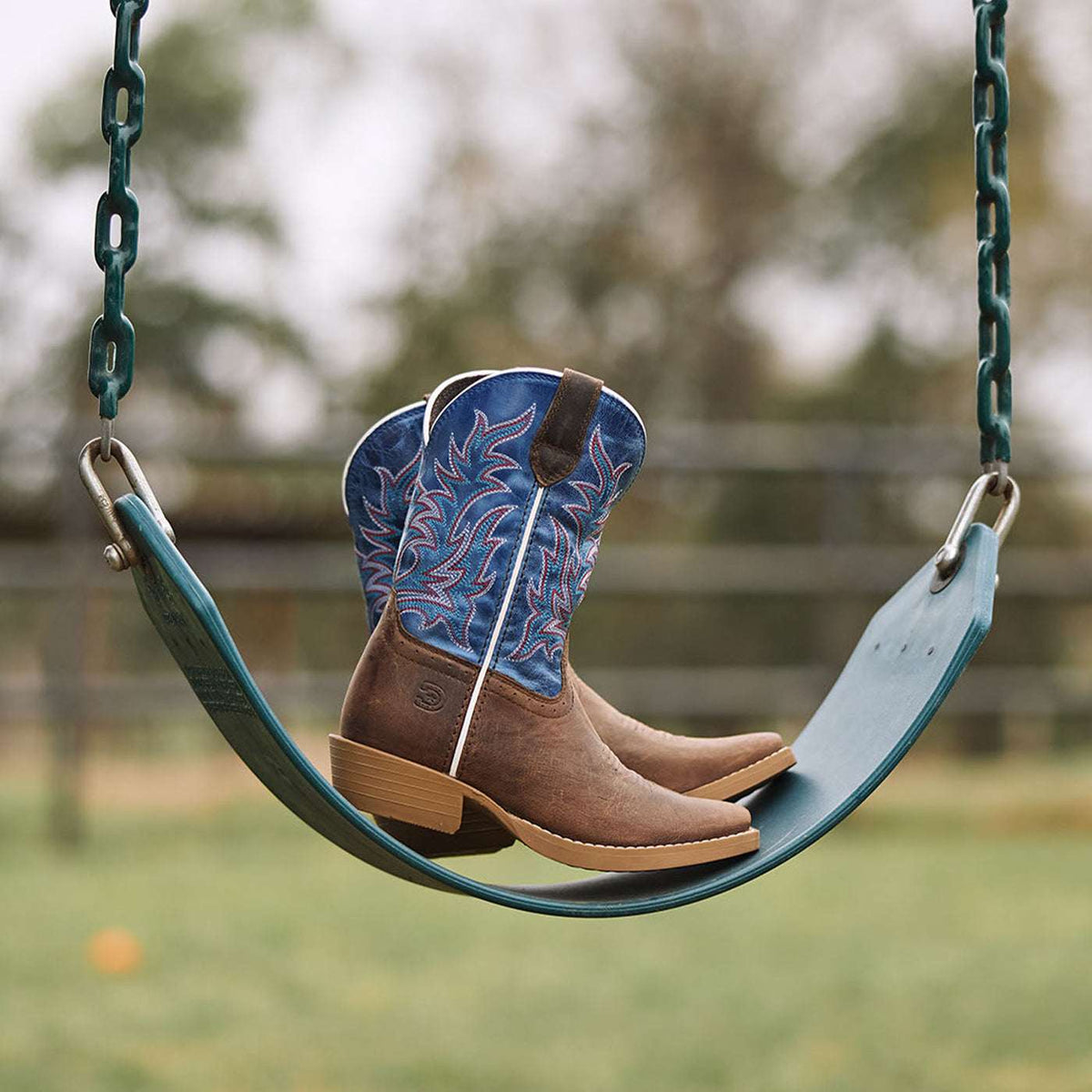 Durango Big Kids Shyloh Western Boot Driftwood / Lapis Blue