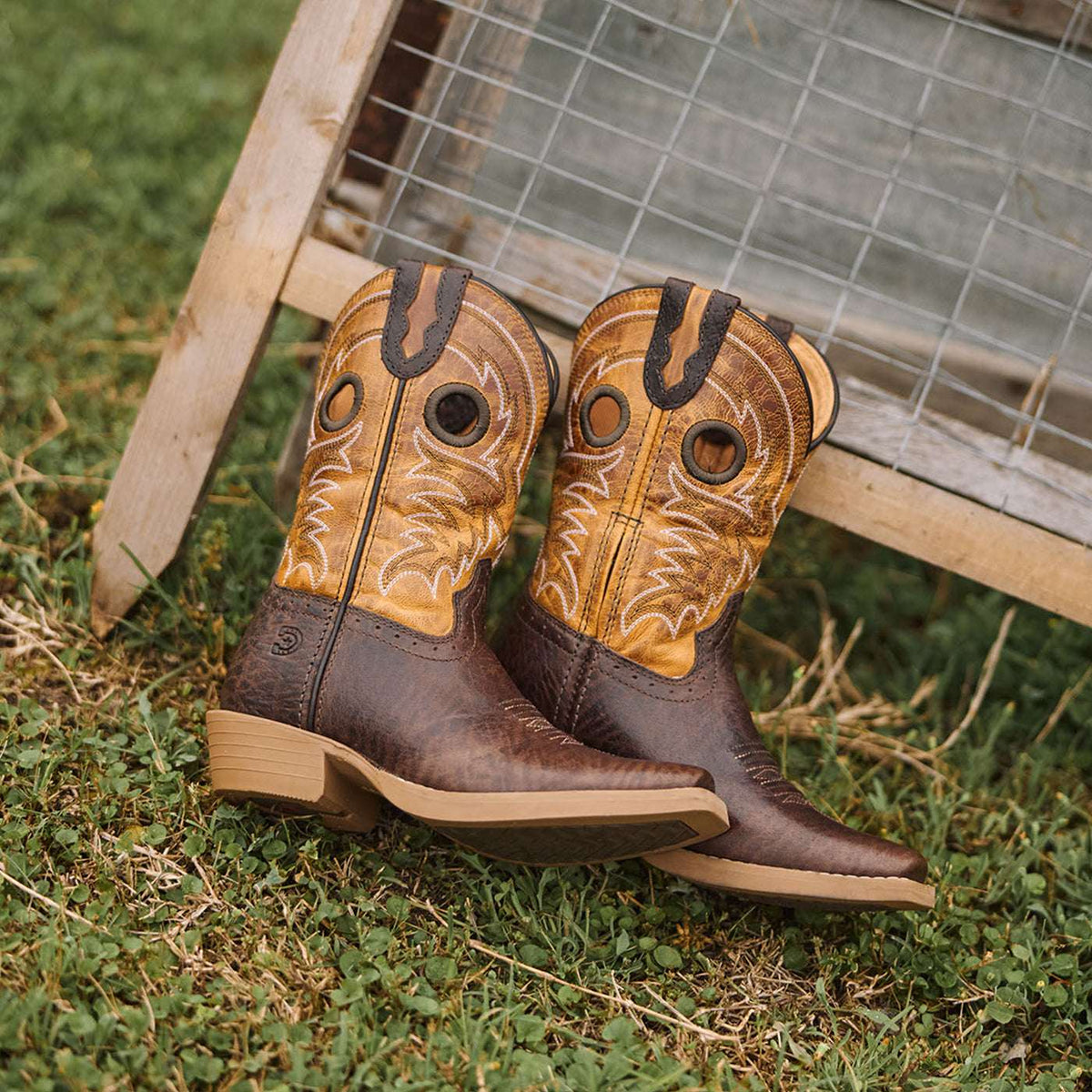 Durango Big Kids Shyloh Western Boot Molé Brown/Golden Maze