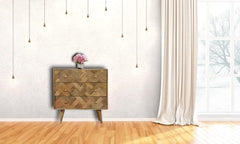 3 Drawer Zig-Zag Patterned Patchwork Chest - Artisan Furniture