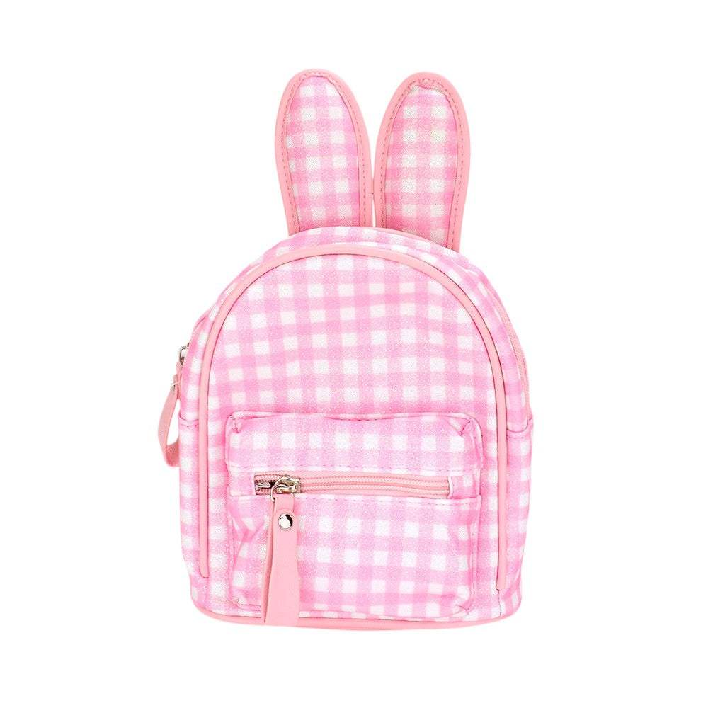 Glittered Check Patterned Bunny Mini Backpack Bag - Madeline Love - Flyclothing LLC