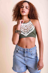 High Neck Crochet Lace Bralette – Stylish Layering Essential - Boho Clothing and Accessories - Flyclothing LLC