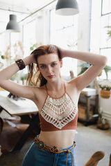 High Neck Crochet Lace Bralette – Stylish Layering Essential - Boho Clothing and Accessories - Flyclothing LLC