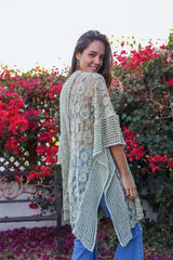 Open Front Floral Knit Kimono – Casual Elegance - Boho Clothing and Accessories - Flyclothing LLC