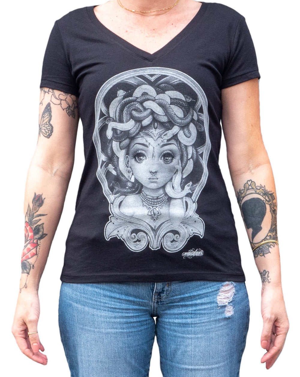 Black Market Art Company Lil Medusa Women's V-Neck T-Shirt