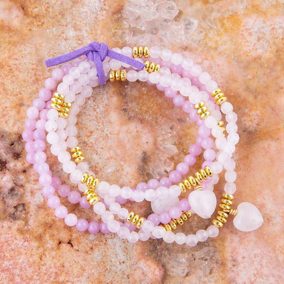 Lilac Jade Heart Charm Bracelet Set - Barse Jewelry - Flyclothing LLC