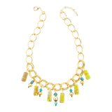 Lime Green Jasper Charm Golden Necklace