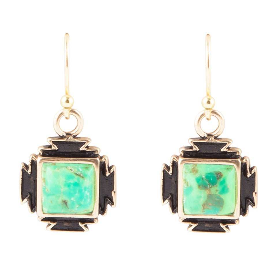 Aztec Lime Turquoise And Golden Earrings - Barse Jewelry - Flyclothing LLC