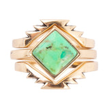 Aztec Lime Green Turquoise Golden Ring Set - Barse Jewelry