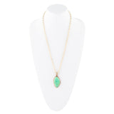 Lime Green Turquoise Boulder Golden Pendant Necklace - Barse Jewelry