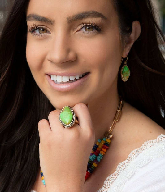 Lime Turquoise Boulder Statement Ring - Barse Jewelry - Flyclothing LLC