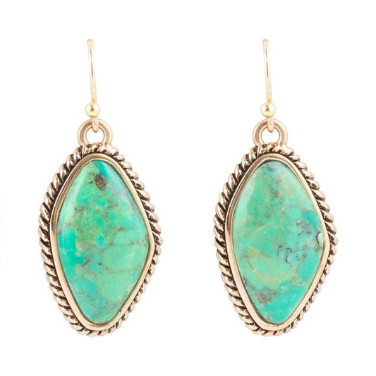 Lime Green Turquoise Golden Drop Earrings - Barse Jewelry - Flyclothing LLC