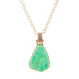 Lime Turquoise Golden Pendant Necklace - Barse Jewelry