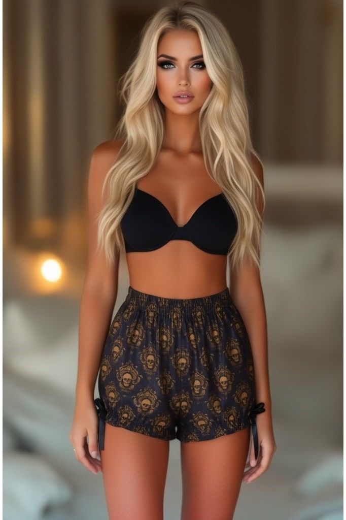 Daisy Corsets LIMITED EDITION Black & Gold Gothic Skull Print Bloomers - Daisy Corsets