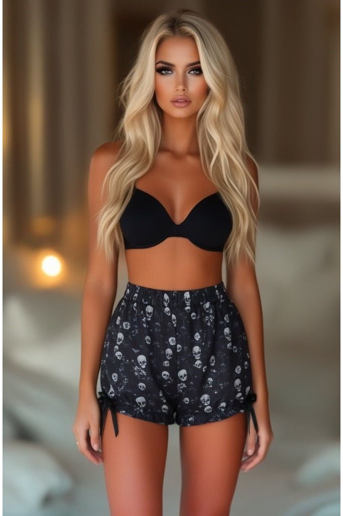 Daisy Corsets LIMITED EDITION Black & White Gothic Skull Print Bloomers - Daisy Corsets