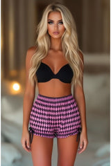 Daisy Corsets LIMITED EDITION Black/Pink Diamond Print Harlequin Pattern Crepe Bloomers - Daisy Corsets
