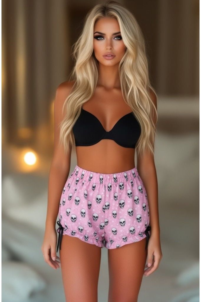 Daisy Corsets LIMITED EDITION Pink Skulls Crepe Bloomers - Daisy Corsets