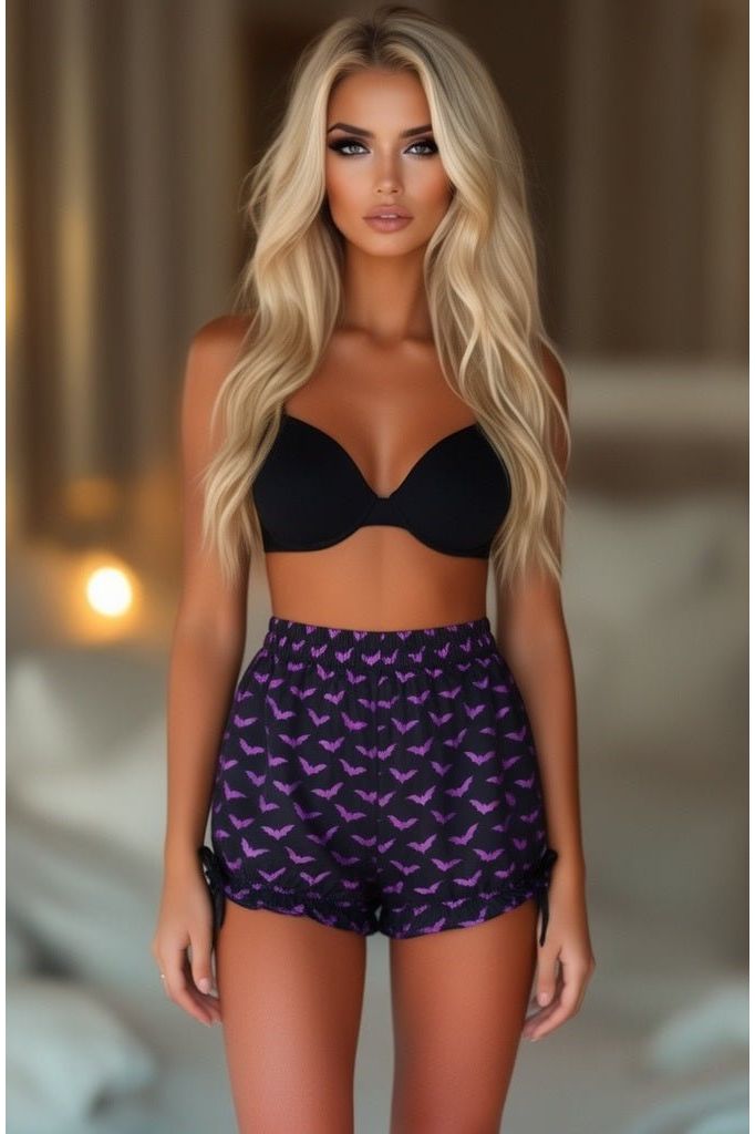 Daisy Corsets LIMITED EDITION Purple Bats Crepe Bloomers - Daisy Corsets