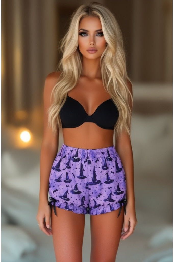 Daisy Corsets LIMITED EDITION Purple/Black Witch Print Crepe Bloomers - Daisy Corsets