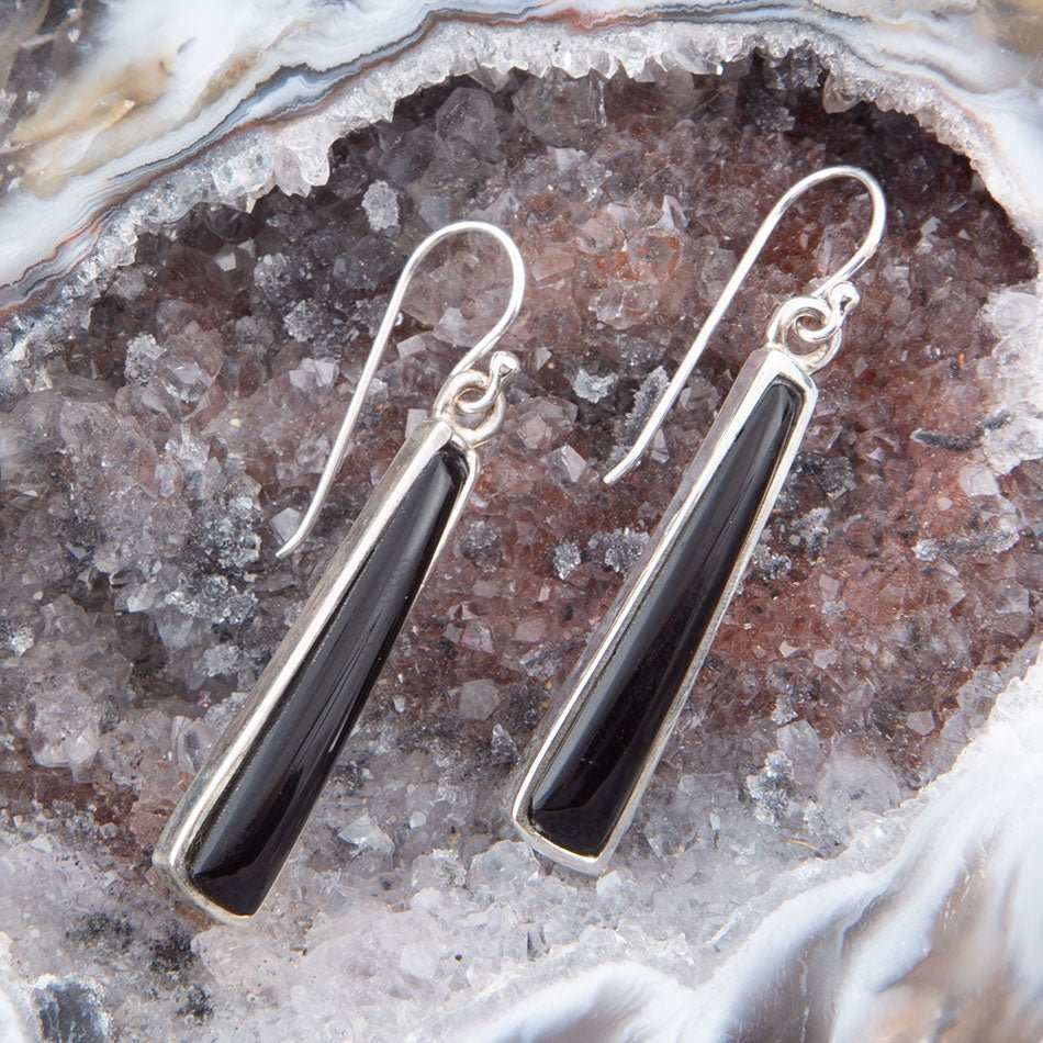 Line Black Onyx Sterling Silver Drop Earrings - Barse Jewelry - Flyclothing LLC