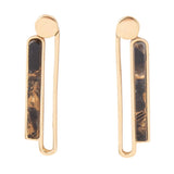 Linear Black and Gold Shungite Matrix and Golden Bronze Earrings - Barse Jewelry