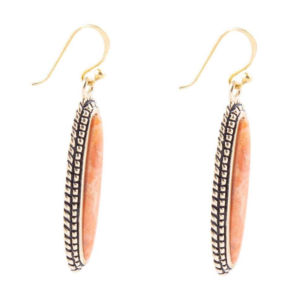 Linear Orange Coral Earring - Barse Jewelry - Flyclothing LLC