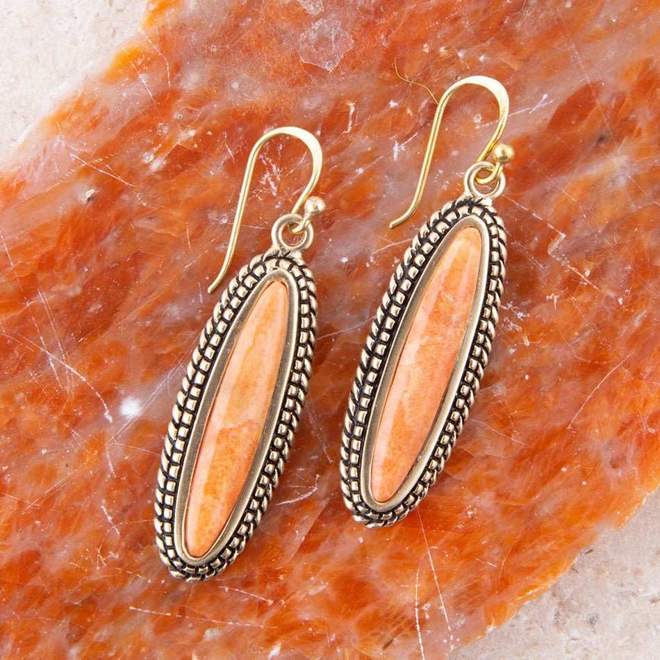 Linear Orange Coral Earring - Barse Jewelry - Flyclothing LLC