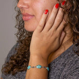 Linked Blue Turquoise and Sterling Silver Bracelet