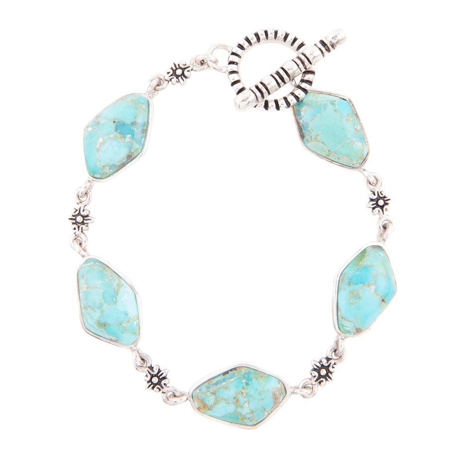 Linked Blue Turquoise and Sterling Silver Bracelet - Barse Jewelry