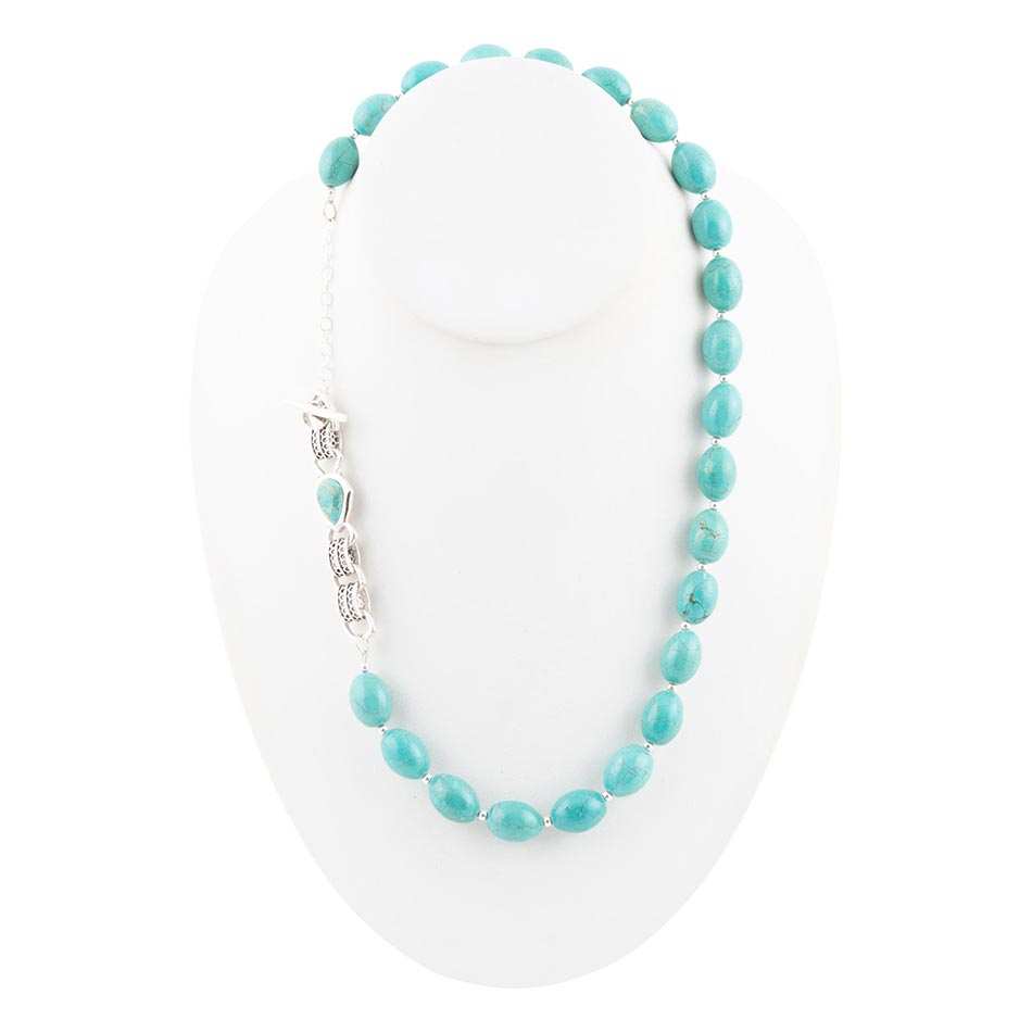 Linked Sterling Blue Turquoise Nugget Necklace - Barse Jewelry - Flyclothing LLC