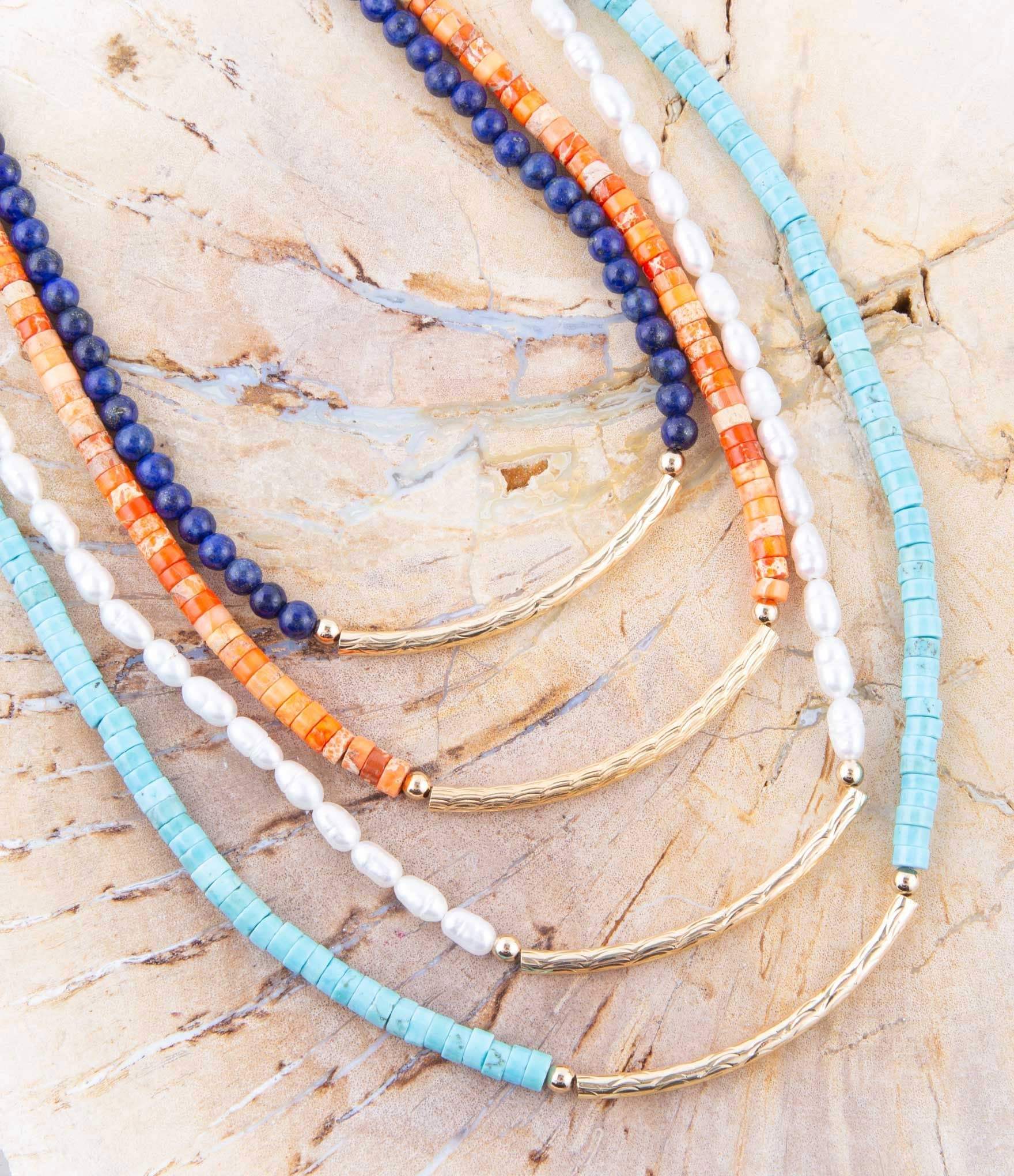 Little Bit Turquoise Golden Bar Necklace - Barse Jewelry - Flyclothing LLC