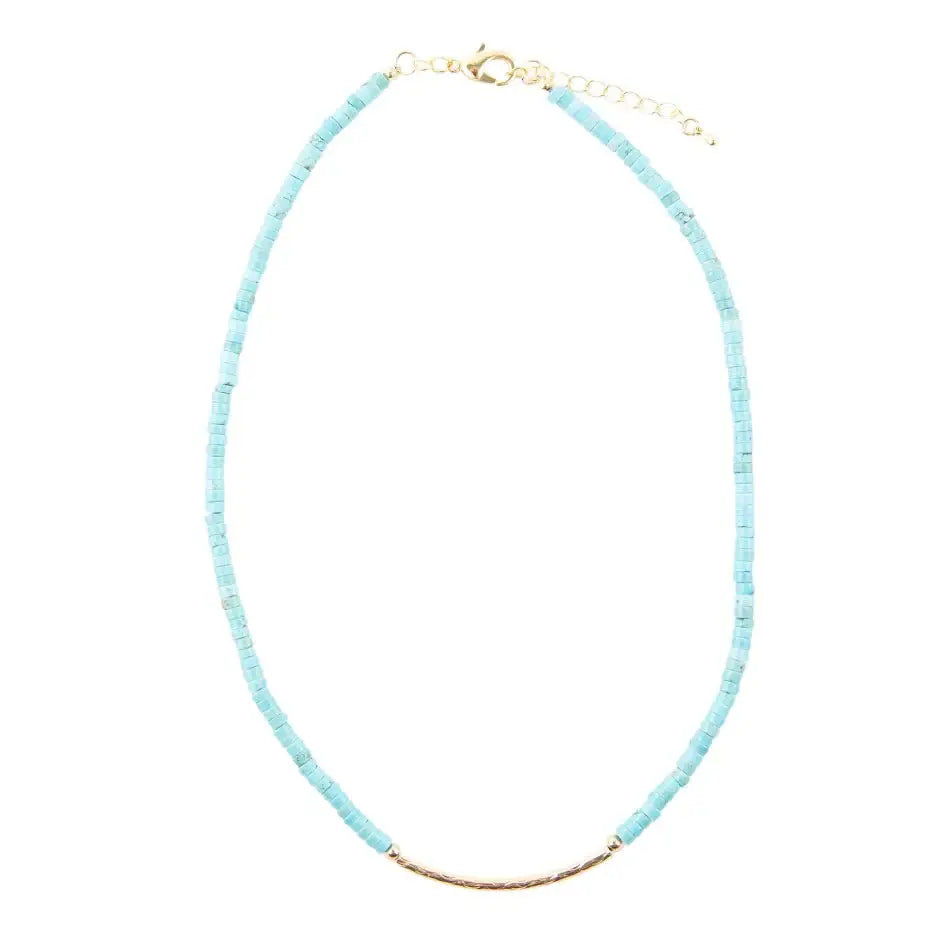 Little Bit Turquoise Golden Bar Necklace - Barse Jewelry - Flyclothing LLC