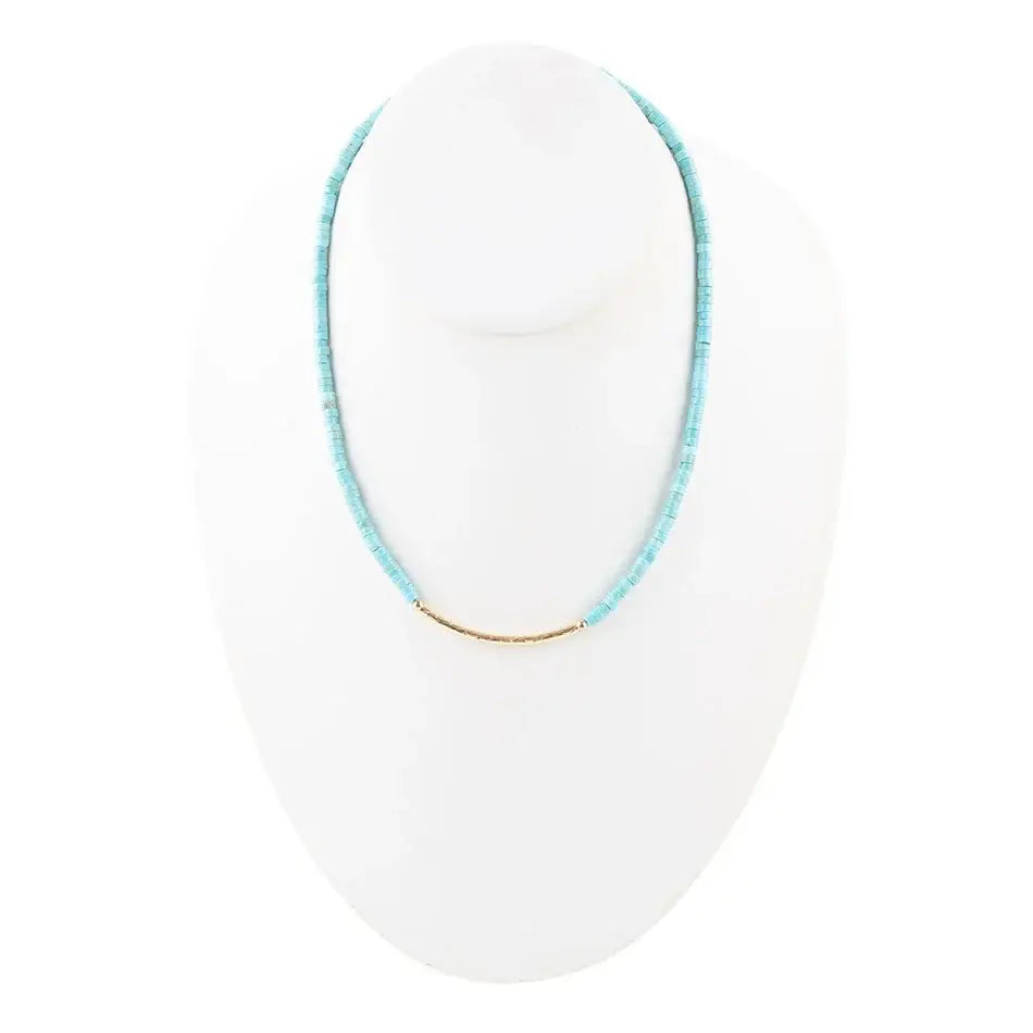 Little Bit Turquoise Golden Bar Necklace - Barse Jewelry - Flyclothing LLC