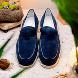 16-621-NVY LIVORNO Sueded Italian Goatskin Loafer Navy - Zelli Italia - Flyclothing LLC
