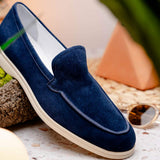 16-621-NVY LIVORNO Sueded Italian Goatskin Loafer Navy - Zelli Italia - Flyclothing LLC