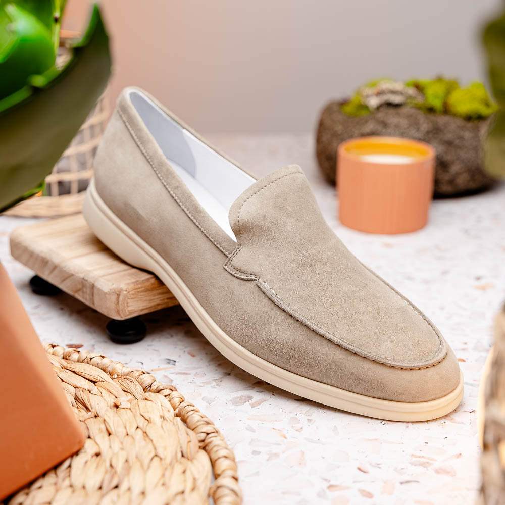 16-621-BON LIVORNO Sueded Italian Goatskin Loafer Bone - Zelli Italia - Flyclothing LLC