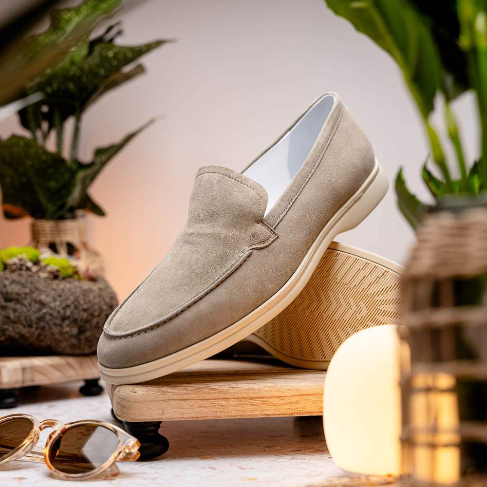 16-621-BON LIVORNO Sueded Italian Goatskin Loafer Bone - Zelli Italia - Flyclothing LLC