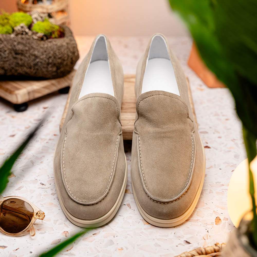 16-621-BON LIVORNO Sueded Italian Goatskin Loafer Bone - Zelli Italia - Flyclothing LLC
