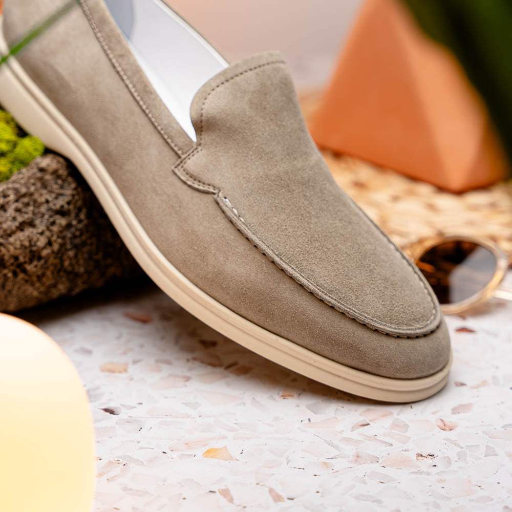 16-621-BON LIVORNO Sueded Italian Goatskin Loafer Bone - Zelli Italia - Flyclothing LLC