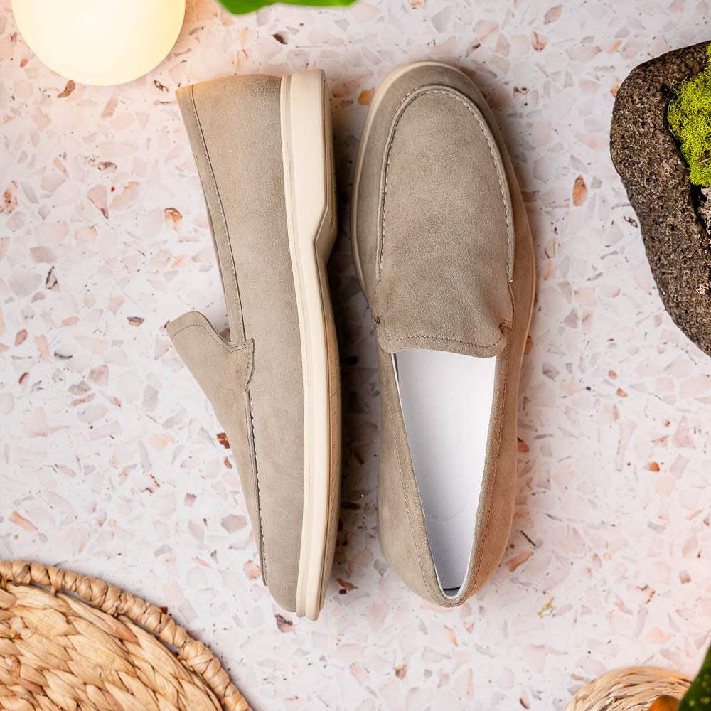 16-621-BON LIVORNO Sueded Italian Goatskin Loafer Bone - Zelli Italia - Flyclothing LLC
