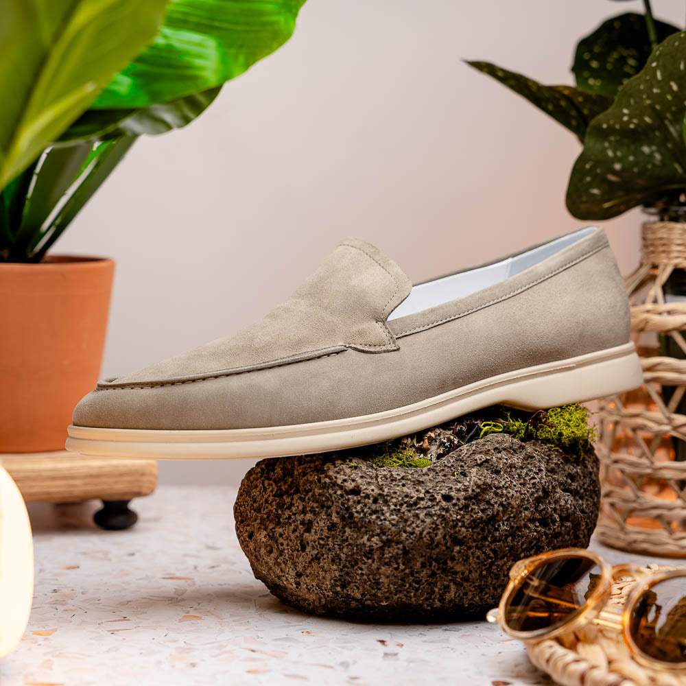 16-621-BON LIVORNO Sueded Italian Goatskin Loafer Bone - Zelli Italia - Flyclothing LLC